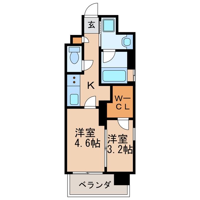 シーズンフラッツ矢場(2K/10階)の間取り写真