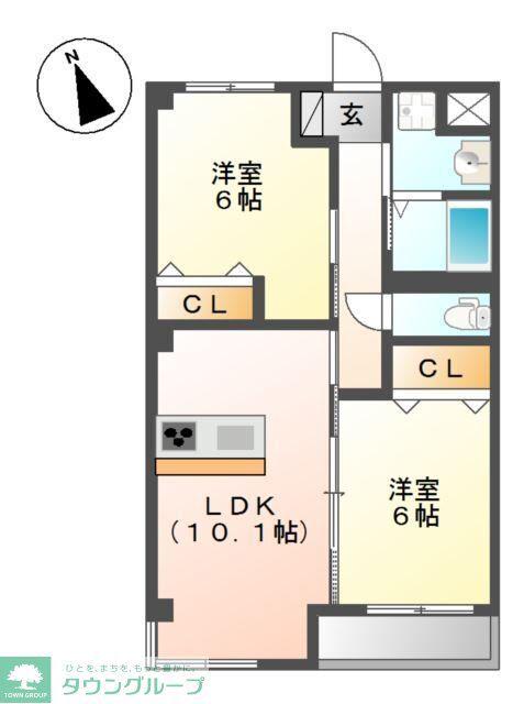 シルク南参道R(2LDK/2階)の間取り写真