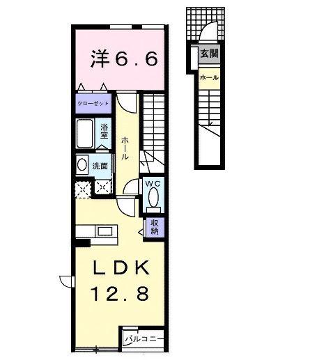 リベラル K2(1LDK/2階)の間取り写真
