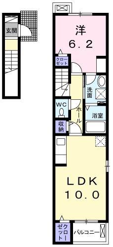 アイビーハウス(1LDK/2階)の間取り写真