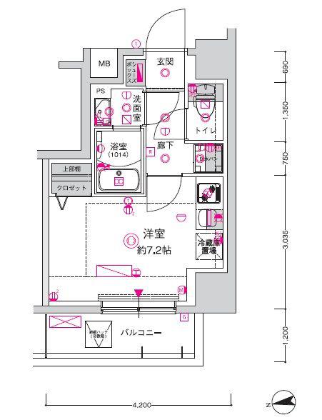 CREST TAPP川崎港町(ワンルーム/9階)の間取り写真