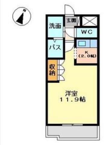 グランドイースト(1K/2階)の間取り写真