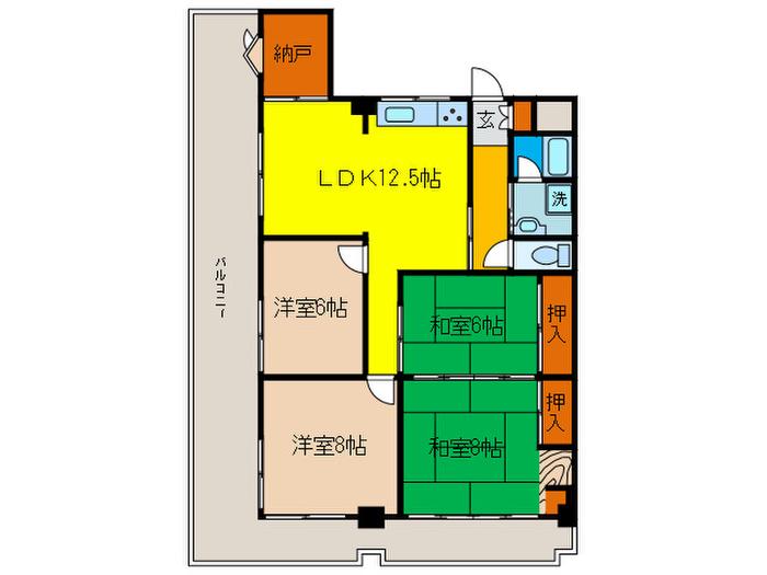 コリーン・ベルデ(4LDK/5階)の間取り写真