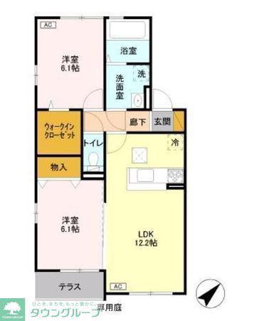 アルシオネ(2LDK/1階)の間取り写真