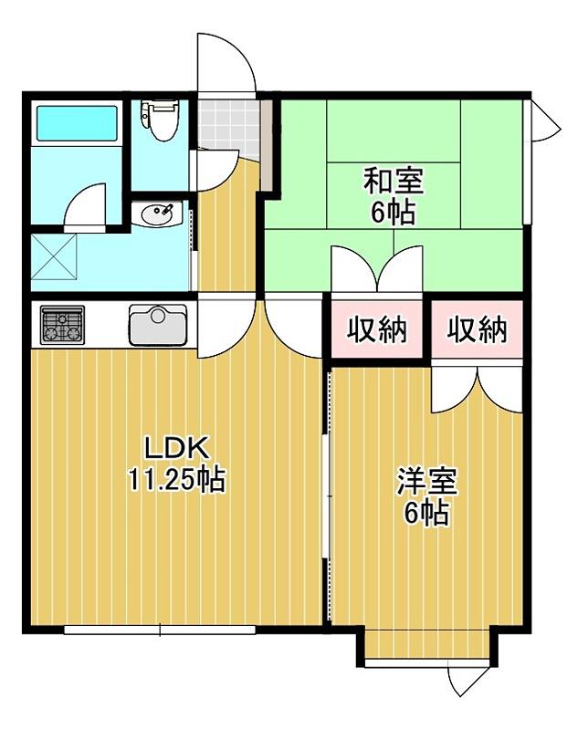 第2ハイツ北美(2DK/1階)の間取り写真