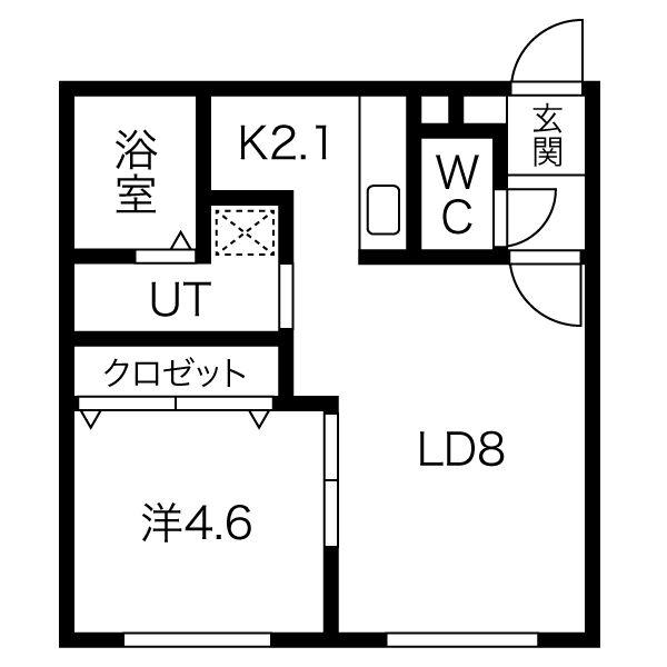 グランスクエアII(1LDK/2階)の間取り写真