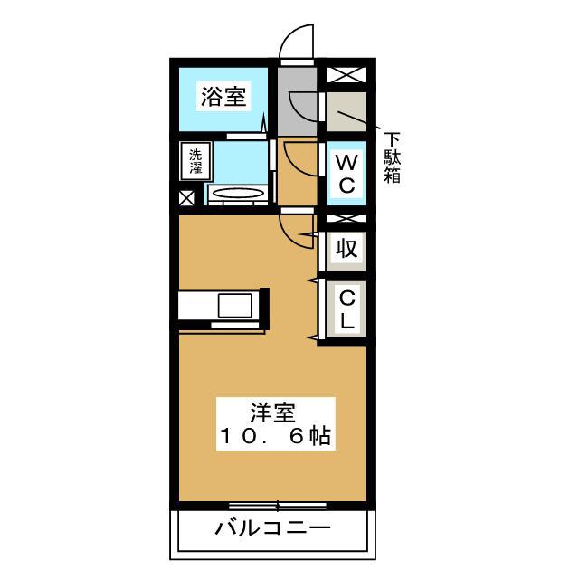 エトワール森(ワンルーム/2階)の間取り写真