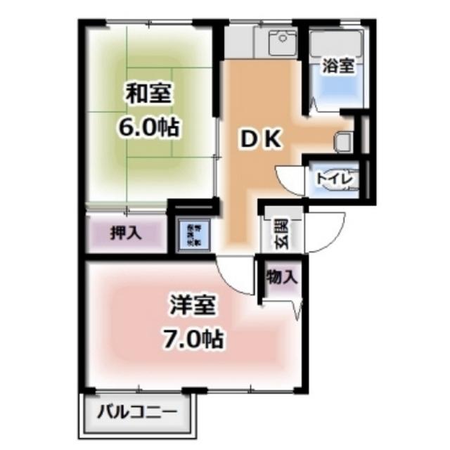 ソファレ鎌田(2DK/2階)の間取り写真