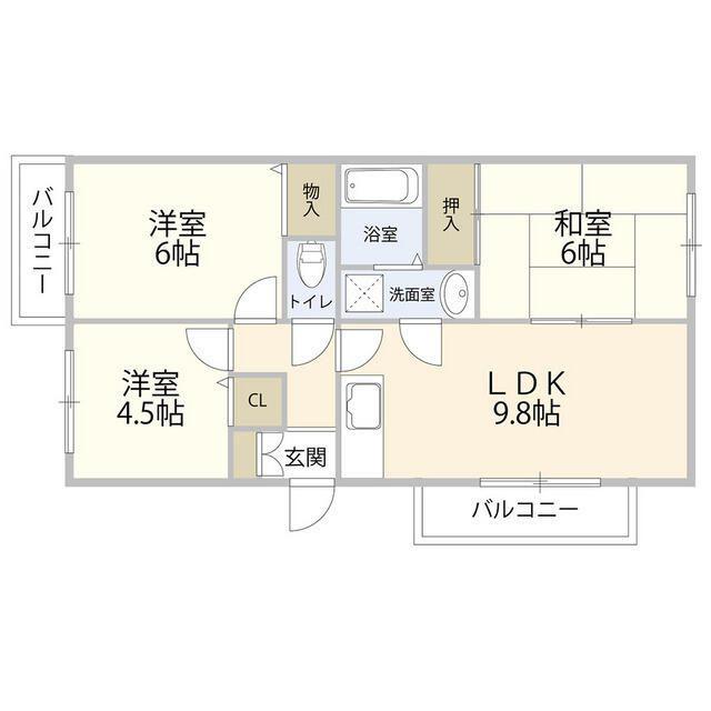 アービスFW(3LDK/3階)の間取り写真