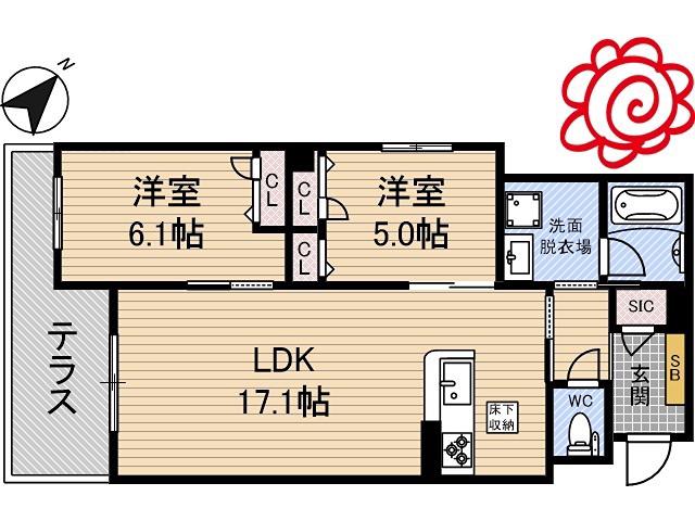 シャーメゾンエクロール(2LDK/1階)の間取り写真
