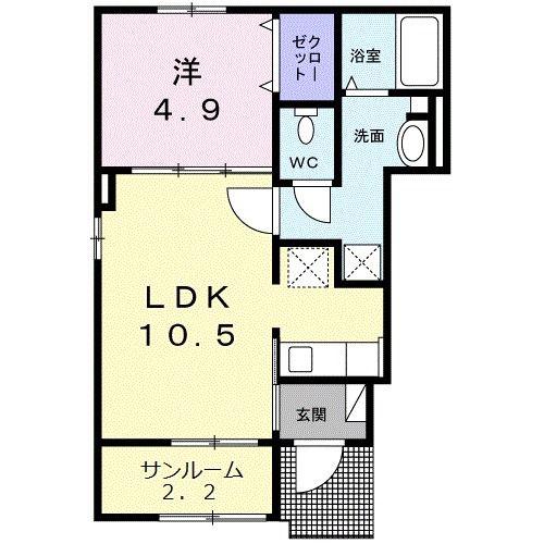 サトノキ(1LDK/1階)の間取り写真