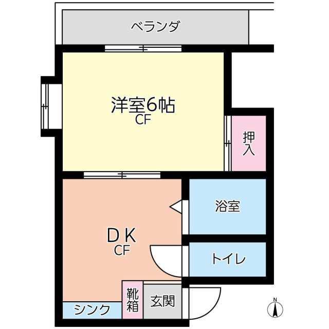 フラワーマンション(1DK/2階)の間取り写真