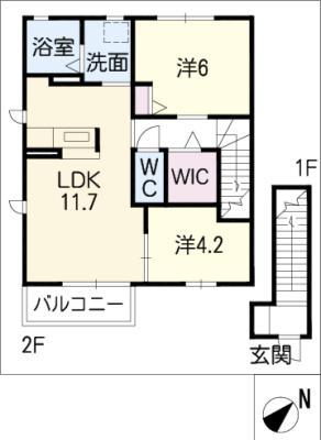 ハッピー8 E棟(2LDK/2階)の間取り写真