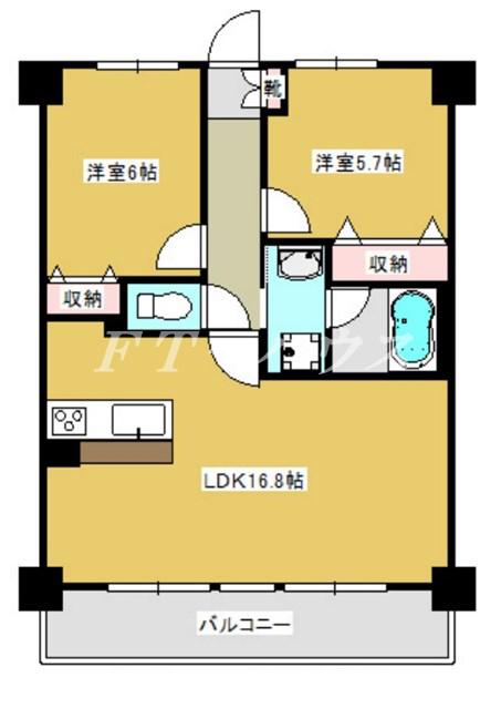 グレースK津田沼(2LDK/2階)の間取り写真
