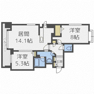 ラ・クラッセ札幌ステーションプレイス(2LDK/6階)の間取り写真