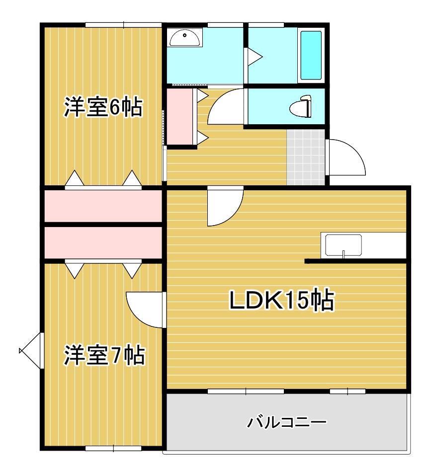 グリーンコーポ浪打(2LDK/1階)の間取り写真