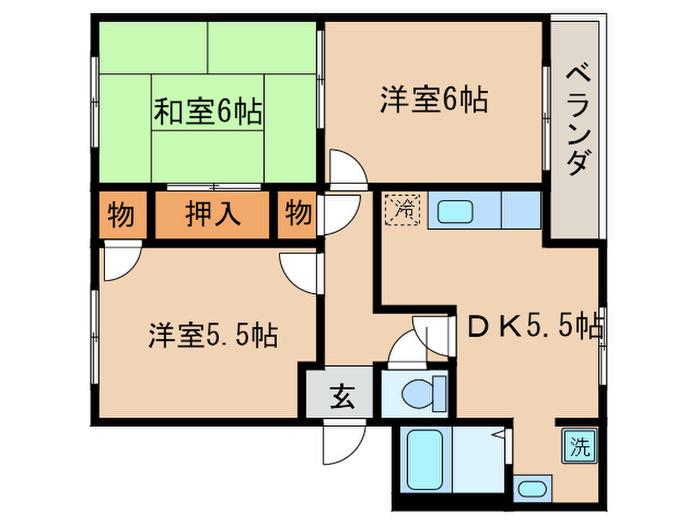 ドックウッド(3DK/2階)の間取り写真