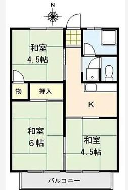 コーポ中村(3K/1階)の間取り写真