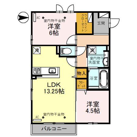 ESPOIR2(2LDK/2階)の間取り写真