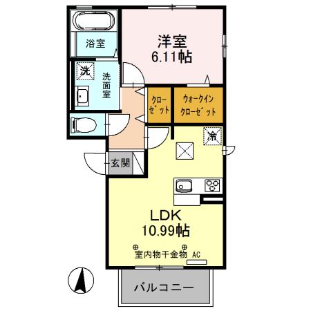 コスモスA(1LDK/1階)の間取り写真