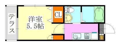 フォルトゥーナ津田沼(1K/1階)の間取り写真