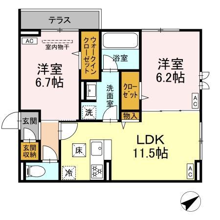 DーASPIRATION(2LDK/1階)の間取り写真