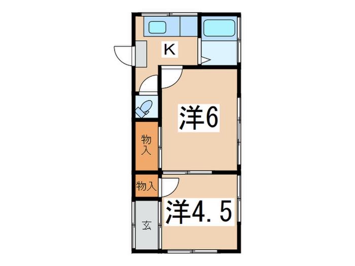佐藤アパート(2K/1階)の間取り写真