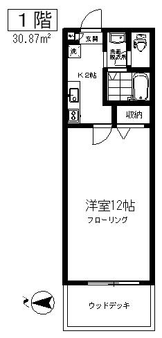 エクセル祐天寺(1K/1階)の間取り写真