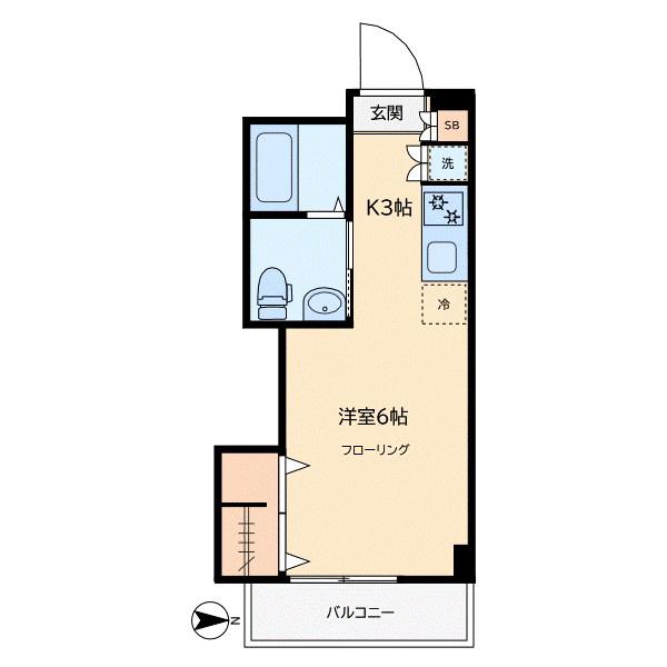 柿畑ビル(ワンルーム/3階)の間取り写真