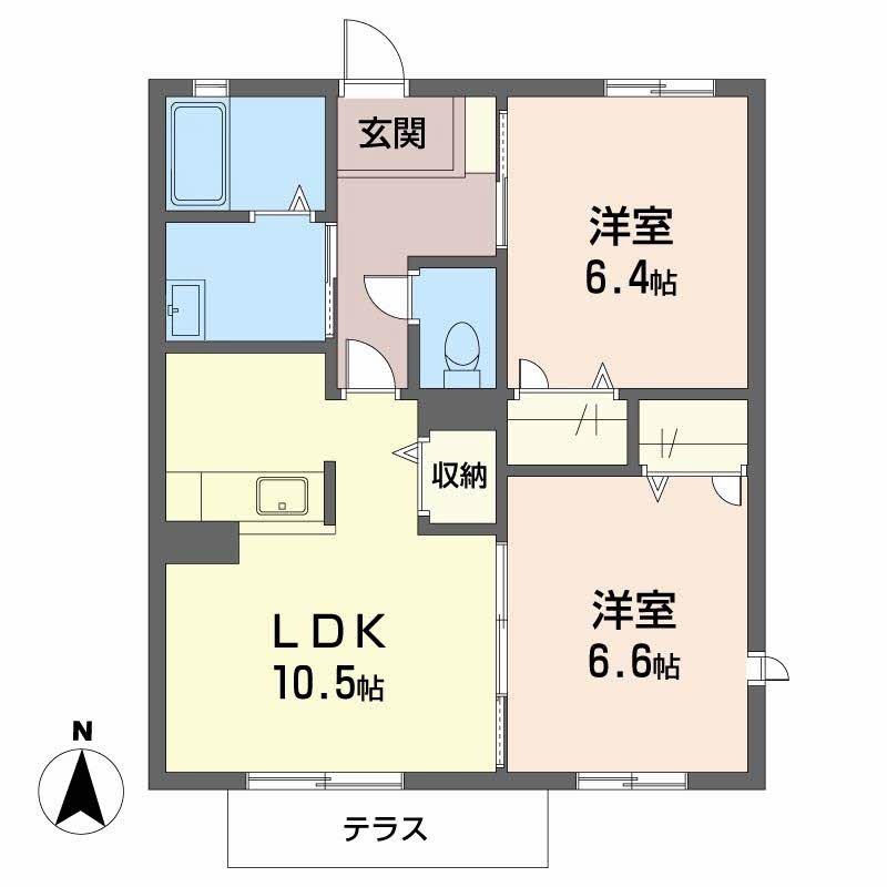 CASA学園町(2LDK/1階)の間取り写真