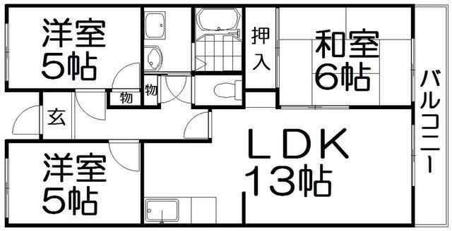 アンド・ユー郡津(3LDK/2階)の間取り写真