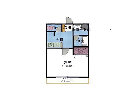 クォリーナ(1K/1階)の間取り写真