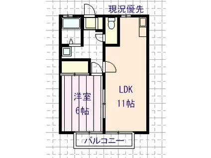 ハイツイワイ(1LDK/1階)の間取り写真