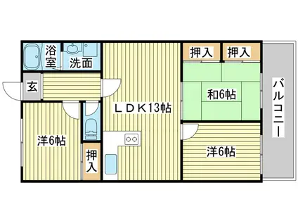 グリーンハイツ中島(3LDK/3階)の間取り写真