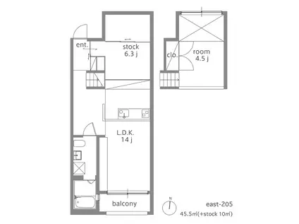 RIDGE(1LDK/2階)の間取り写真