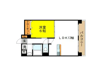 ラヴィア背戸口(1LDK/2階)の間取り写真