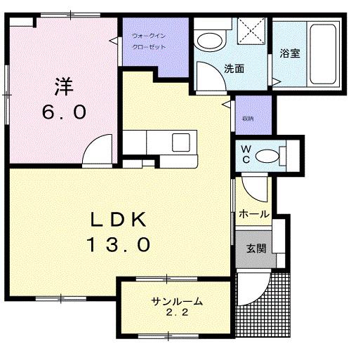 セントラル セブンB(1LDK/1階)の間取り写真