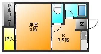 センチュリー櫛原(1K/2階)の間取り写真