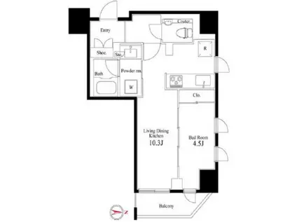 グランスイート四谷エクシア(1LDK/6階)の間取り写真