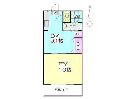ドリーム山一(1DK/3階)の間取り写真