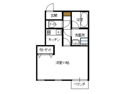 カーサ・エスペランサ(ワンルーム/1階)の間取り写真