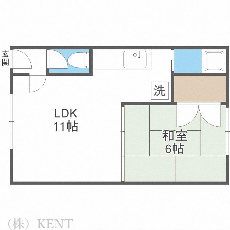 れんげそう(1LDK/2階)の間取り写真