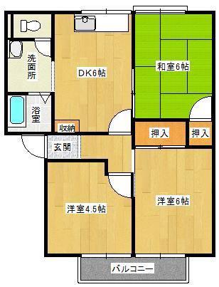 とみたコーポA(3DK/2階)の間取り写真