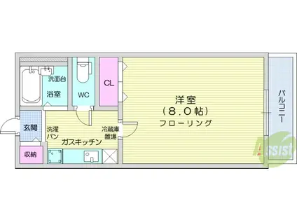 CASA茉莉花1(1K/1階)の間取り写真