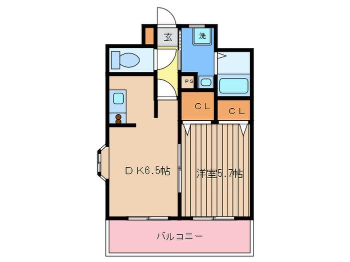 YSマンション(1DK/5階)の間取り写真