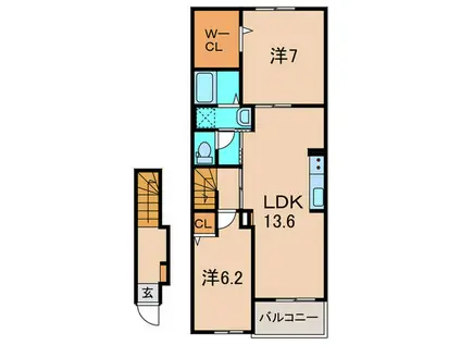 カームデイズ(2LDK/2階)の間取り写真