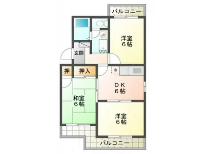 BOW&ARROW(3DK/2階)の間取り写真