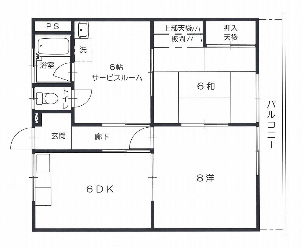 真藤ビル(2SDK/3階)の間取り写真