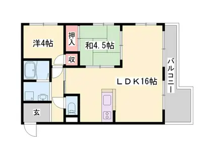 ルークレジデンス姫路II(2LDK/2階)の間取り写真