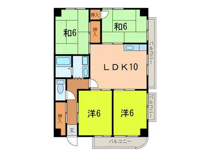第3新安城ビル(4LDK/4階)の間取り写真
